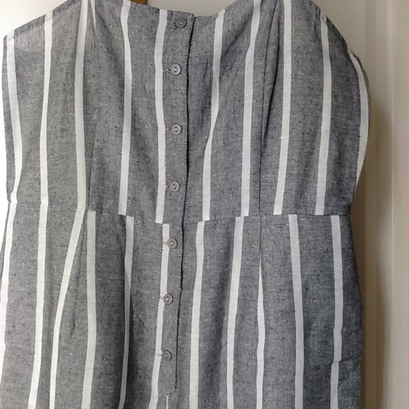 Cotton Gray white Stripes Pant jumpsuit - Picture 4 of 15